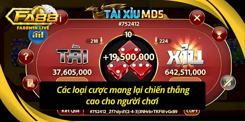 Hình thức đặt cược trong Tài Xỉu MD5